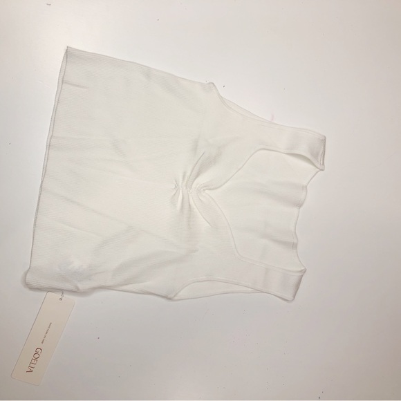 Goelia Acetate Knitted Ruched Vest Women's Tank Top Off White Size Large NEW - Picture 7 of 16